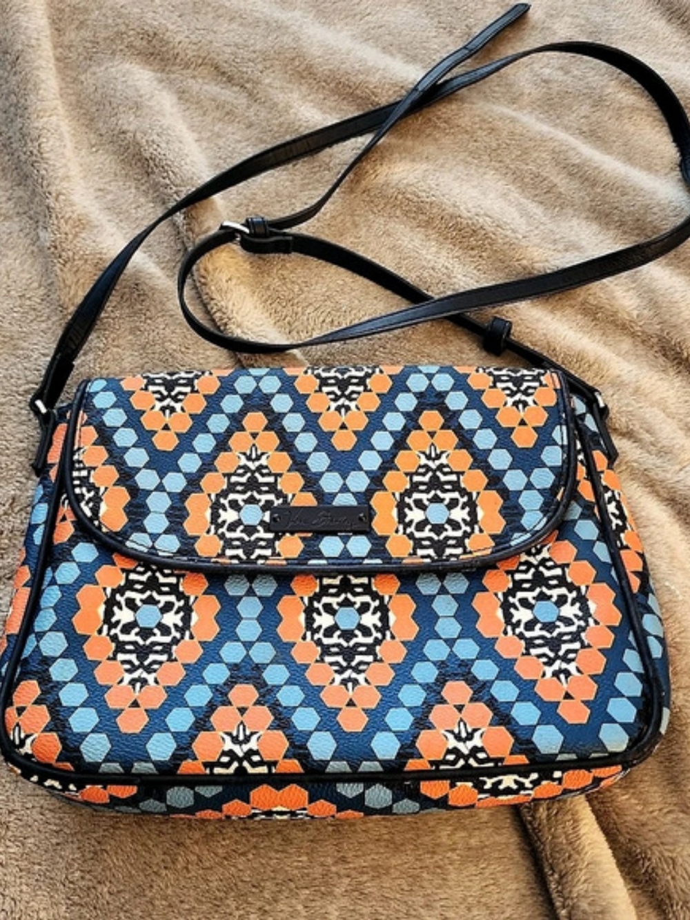 Vera Bradley Marrakesh Beads Flap Crossbody Bag Blue & Orange